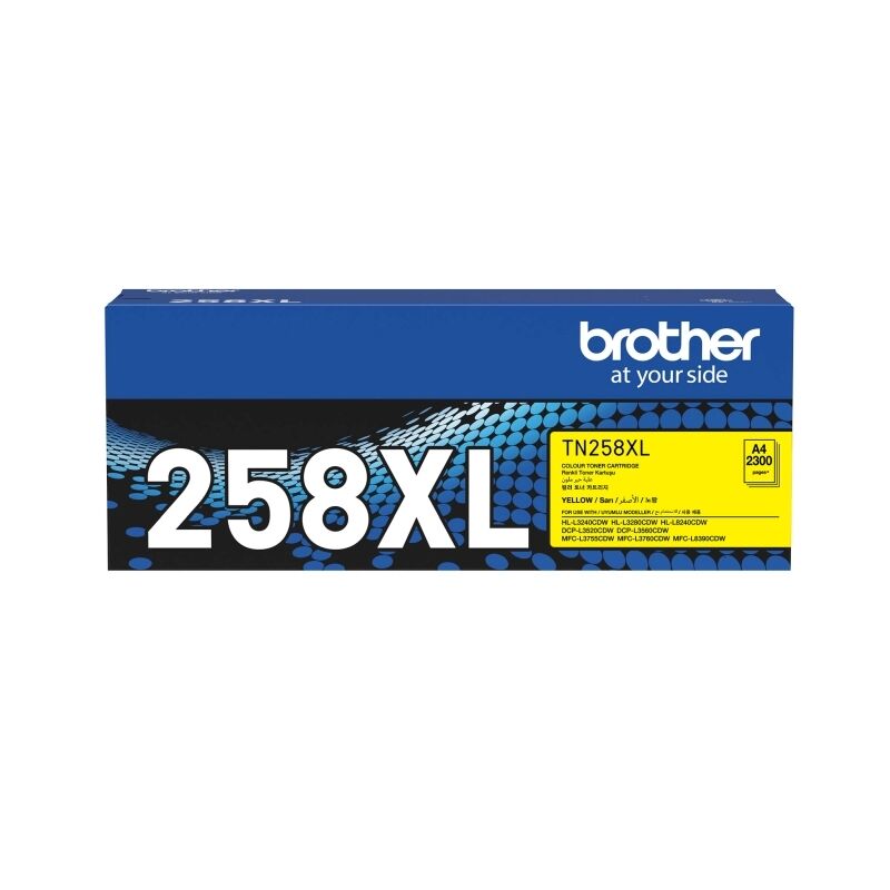 Brother TN-258XL Yellow Toner Cartridge - 2,300 page yield