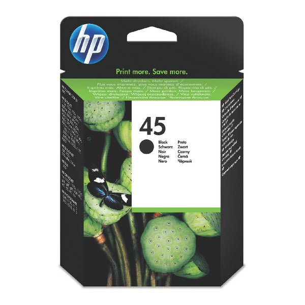 HP No.45 Black Ink Cartridge - 42ml - 883 pages - Out Of Ink