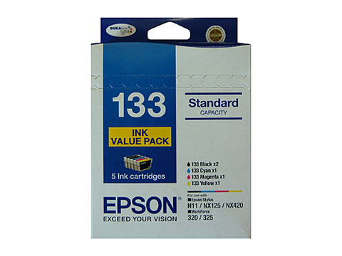 Epson #133   (133) Ink Value Pack, contains BK,C,M & Y - Yields as above - Out Of Ink