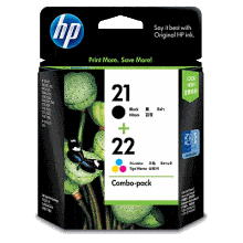 HP No.21 & No.22 Combo Pack (C9351AA & C9352AA) - black, 185 pages and colour 170 pages - Out Of Ink