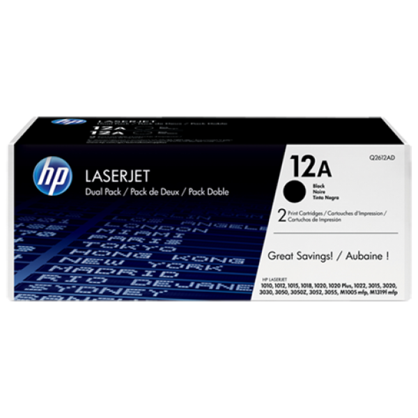 HP No.12A Toner Cartridge - 2,000 pages - Dual Pack - Out Of Ink