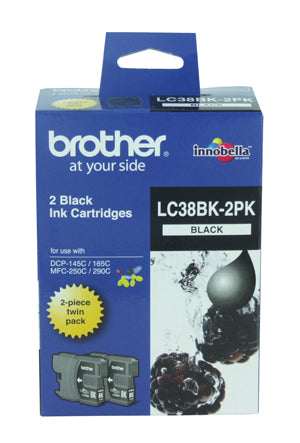Brother LC-38BK Black Ink Cartridge - Twin pack 300 pages each - Out Of Ink