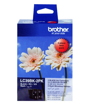 Brother LC-39BK Black Ink Cartridge - Twin pack 300 pages each - Out Of Ink