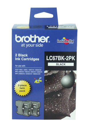 Brother LC-67BK Black Ink Cartridge - Twin pack of LC-67BK - 450 Pages each - Out Of Ink