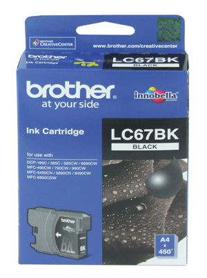 Brother LC-67BK Black Ink Cartridge - 450 pages - Out Of Ink