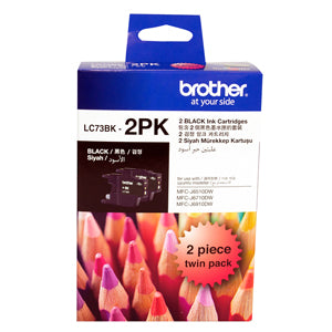 Brother LC-73BK Black Ink Cartridge Twin Pack - 600 pages each - Out Of Ink
