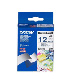Brother 12mm Blue Text on White Fabric - 3 metres - Out Of Ink