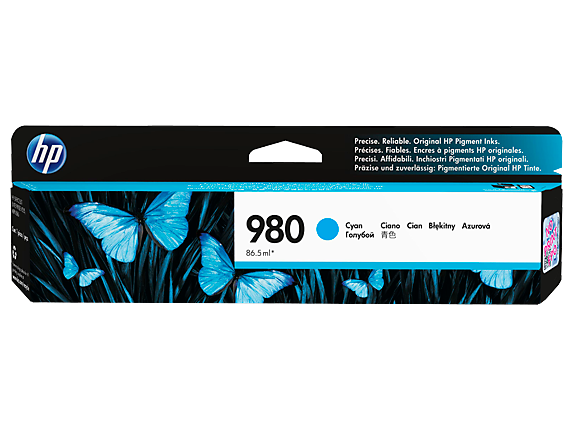 HP #980 Cyan Ink Cart D8J07A - Out Of Ink