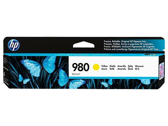 HP #980 Yellow Ink Cart D8J09A - Out Of Ink