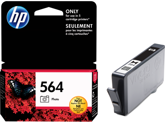 HP No.564 Photo Black Ink Cartridge - 130 pages 4 x 6 - Out Of Ink