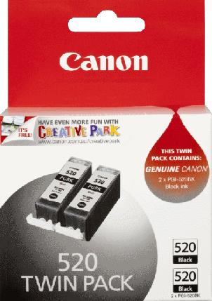Canon PGI-520BK Black Ink Tank Twin pack - 350 pages each - Out Of Ink